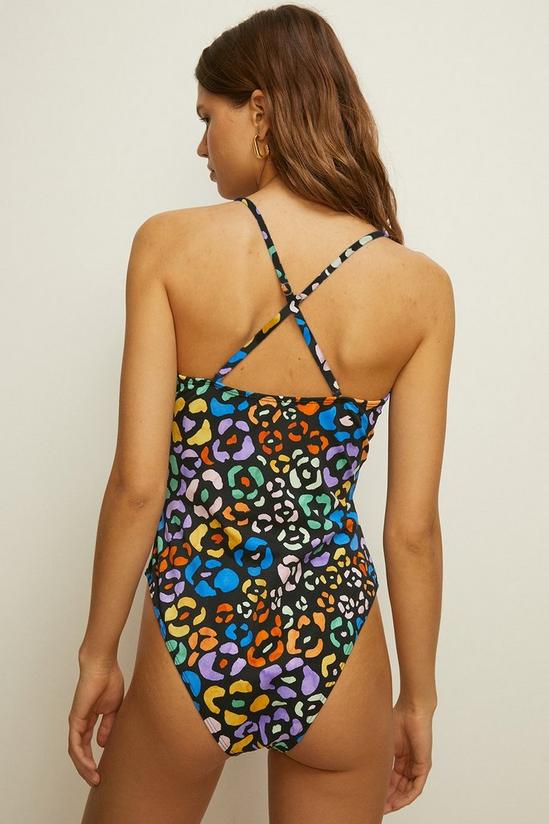 Oasis Bright Leopard Animal Piped Plunge Swimsuit 3