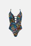 Oasis Bright Leopard Animal Piped Plunge Swimsuit thumbnail 4