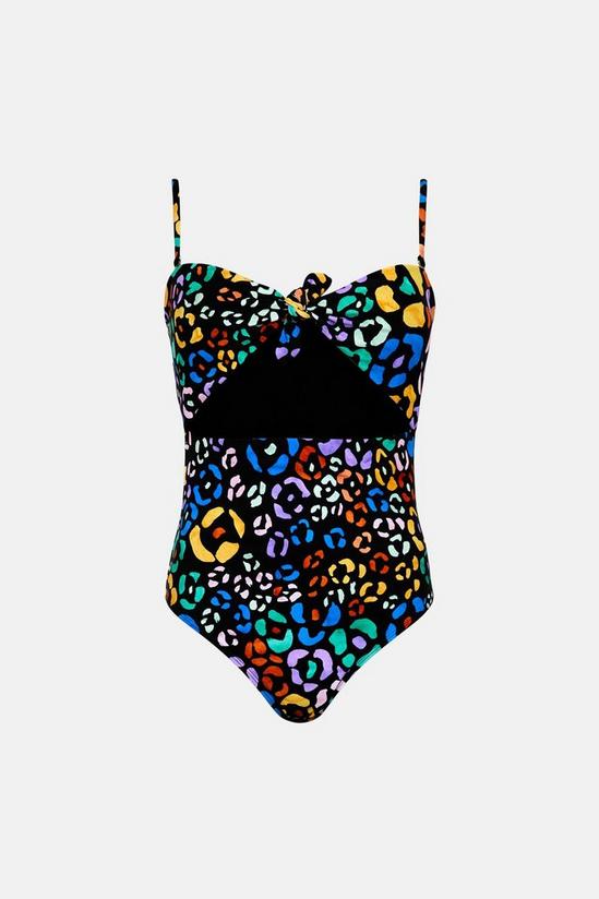 Oasis Bright Leopard Tie Front Swimsuit 4