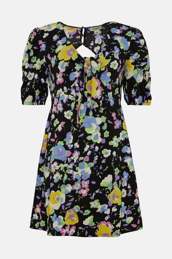 Oasis Crinkle Floral Tie Front Mini Dress 4