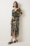 Oasis Crinkle Floral Tie Front Midi Dress thumbnail 1
