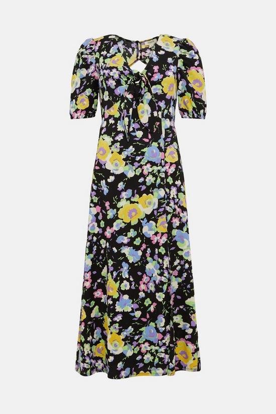 Oasis Crinkle Floral Tie Front Midi Dress 4