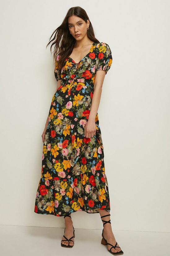 Oasis Painted Floral Cut Out Midi Dress 2