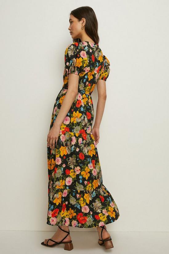 Oasis Painted Floral Cut Out Midi Dress 3