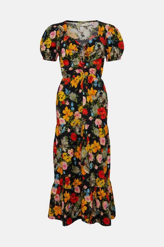 Oasis Painted Floral Cut Out Midi Dress 4
