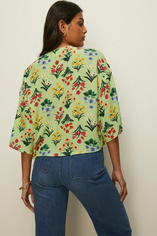 Oasis Button V Front Floral Print Top 3