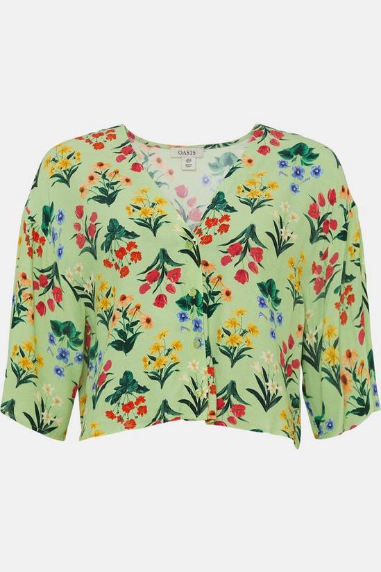 Oasis Button V Front Floral Print Top 4
