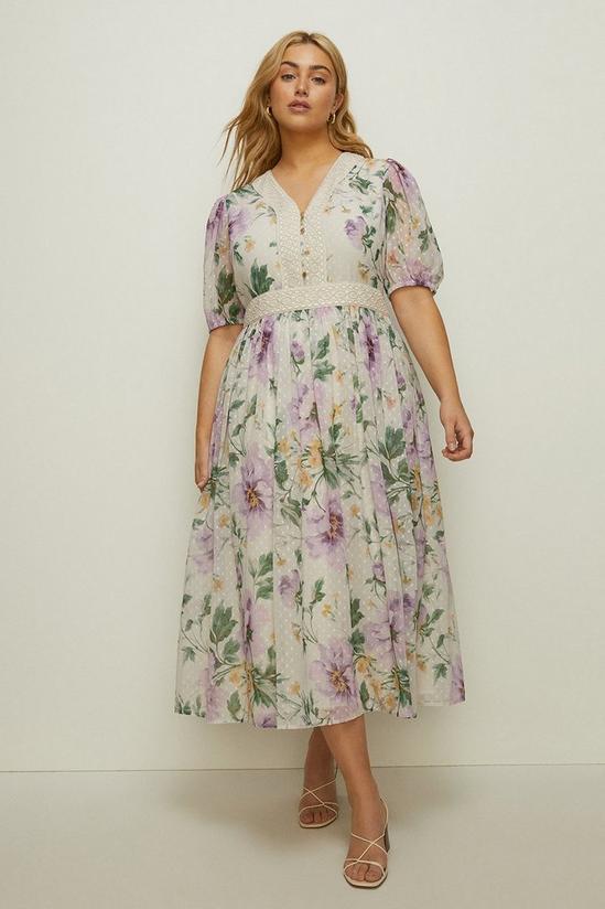 Oasis Plus Size Floral Dobby Chiffon Midi Dress 1