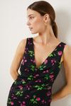 Oasis Rose Print Ruched Front 90s Midi Dress thumbnail 2
