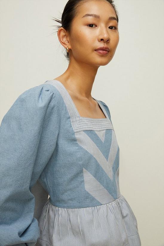 Oasis Chambray And Stripe Blouse 1