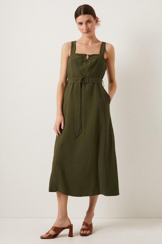 Oasis Linen Look Belted Midi Dress 1