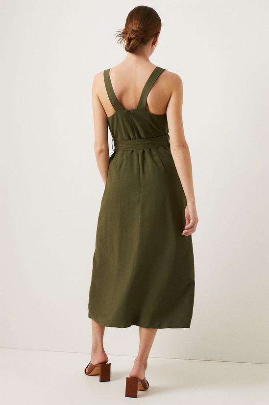 Oasis Linen Look Belted Midi Dress 3