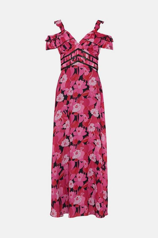 Oasis Pop Floral Frill Lace Trim Midaxi Dress 4