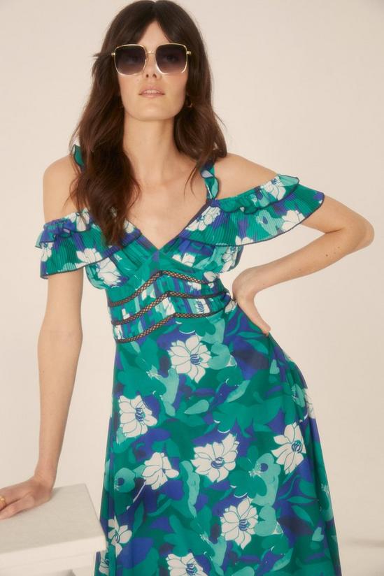 Oasis Floral Frill Lace Trim Midaxi Dress 1