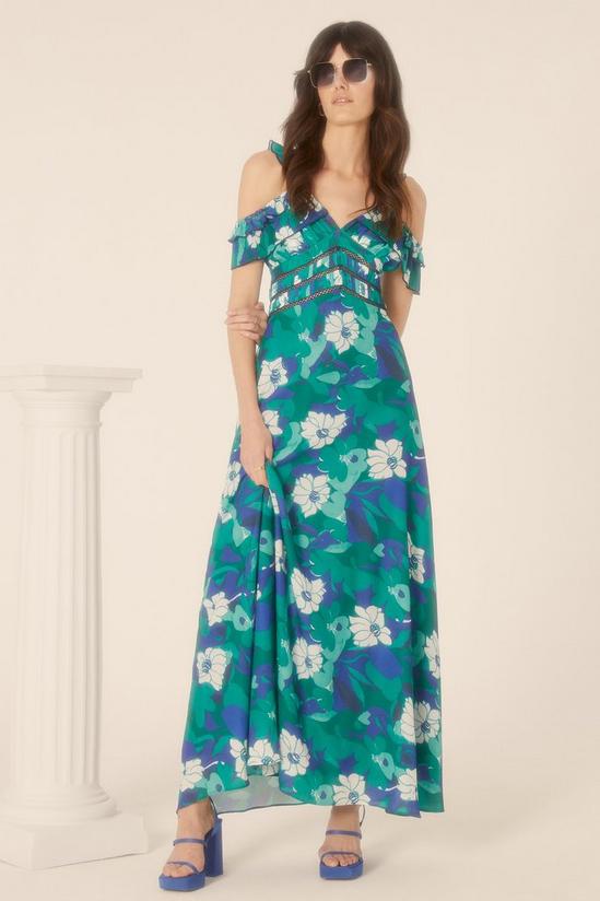 Oasis Floral Frill Lace Trim Midaxi Dress 2