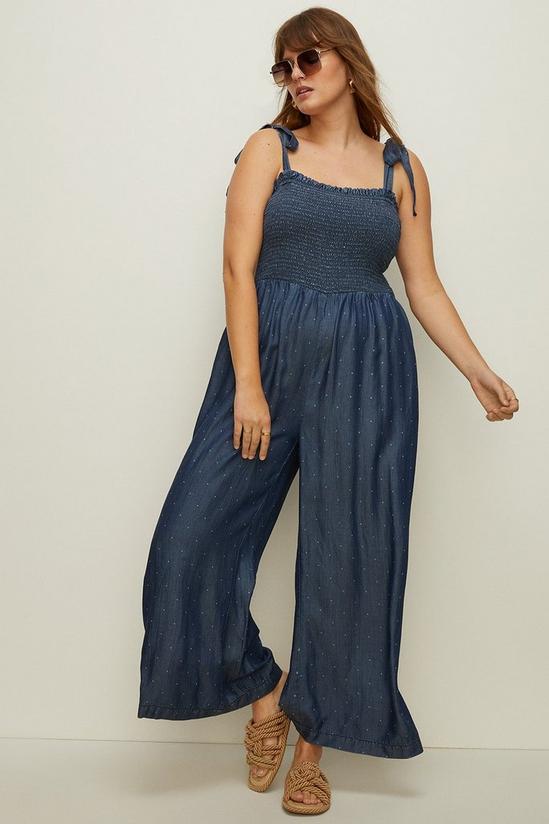 Oasis Plus Size Printed Shirred Jumpsuit 1