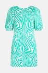 Oasis Textured Zebra Printed Puff Sleeve Mini Dress thumbnail 4