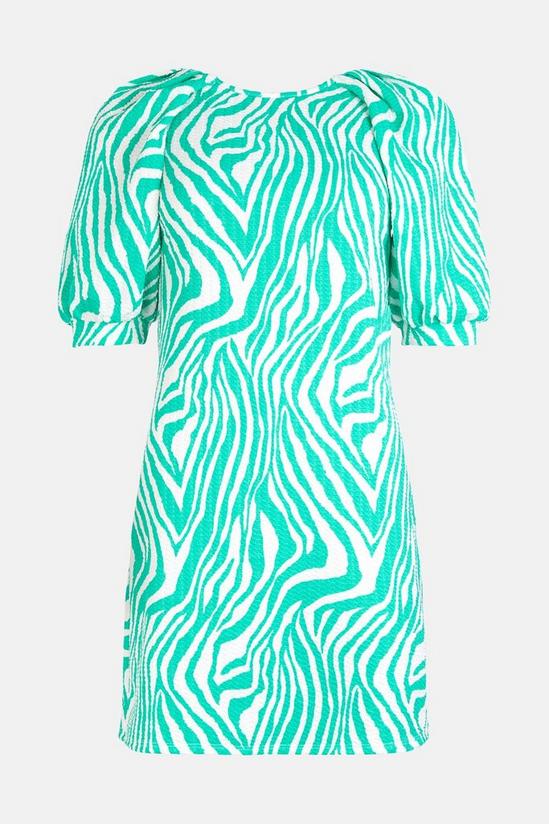 Oasis Textured Zebra Printed Puff Sleeve Mini Dress 4