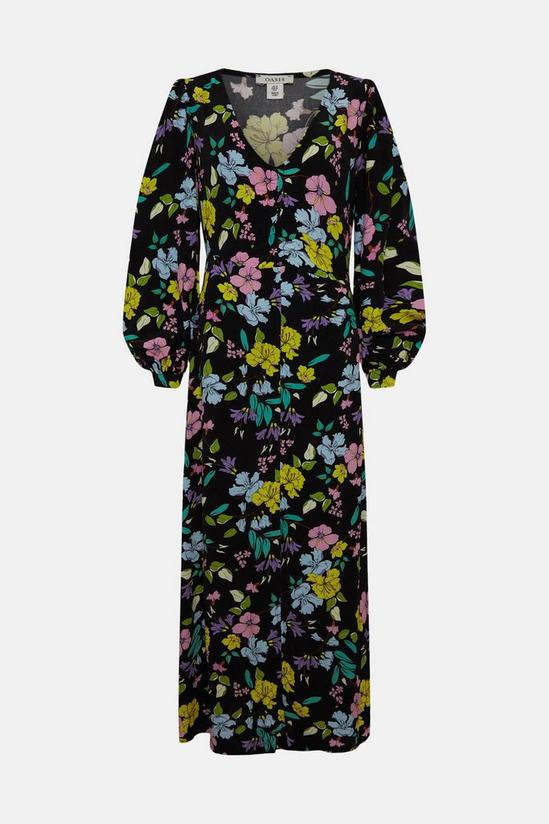 Oasis Petite Neon Floral Printed V Neck Midi Dress 4