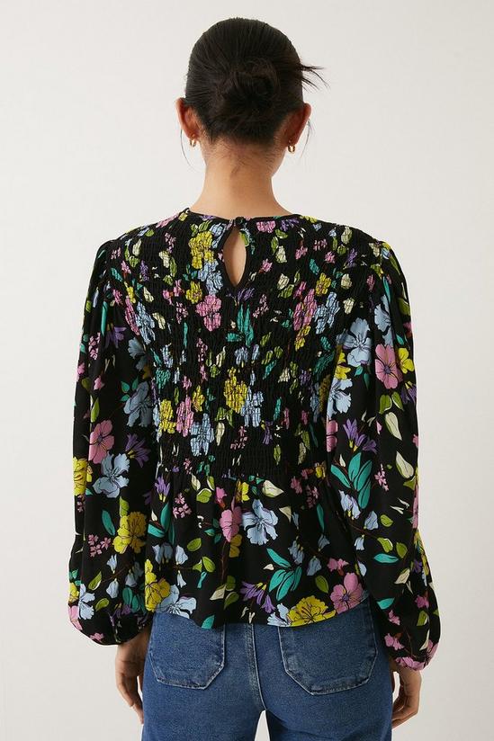 Oasis Neon Floral Printed Shirred Top 3