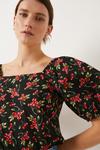 Oasis Cherry Printed Puff Sleeve Top thumbnail 4