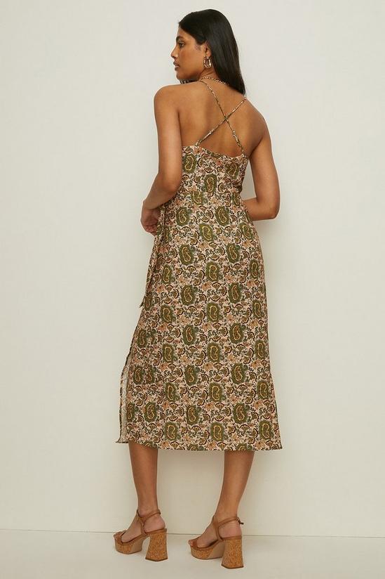 Oasis Petite Paisley Printed Linen Wrap Cami Dress 3
