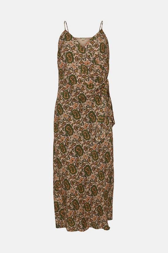 Oasis Petite Paisley Printed Linen Wrap Cami Dress 4