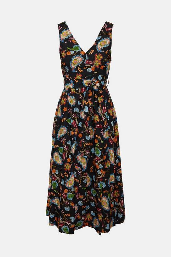 Oasis Paisley Linen Look Belted Midi Dress 4