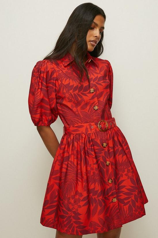 Oasis Floral Printed Linen Look Belted Skater Dress 1