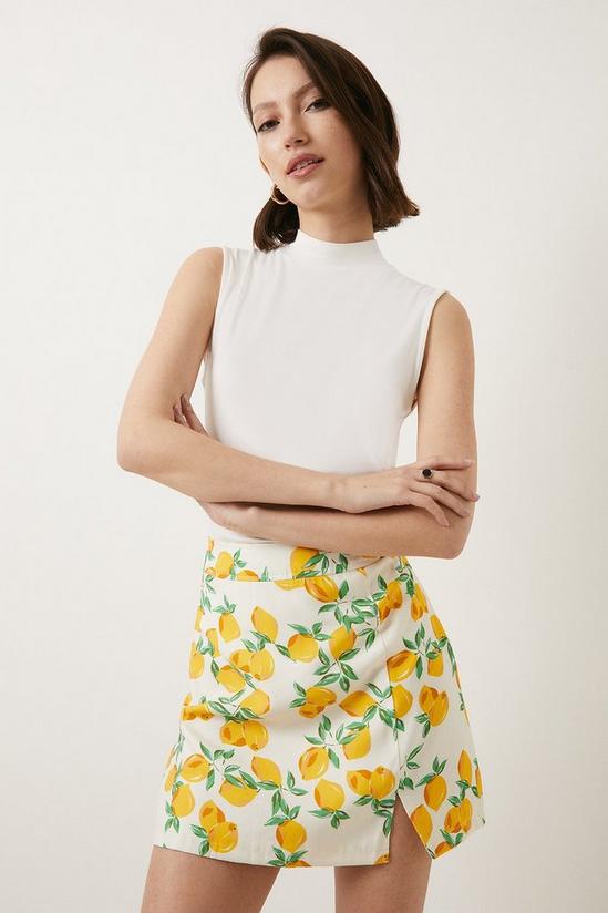 Oasis Lemon Printed Linen Look  Mini Skirt 1