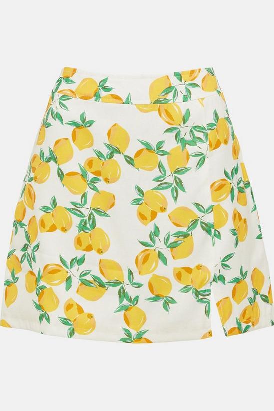 Oasis Lemon Printed Linen Look  Mini Skirt 4