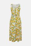 Oasis Lemon Printed Linen Look Belted Midi Dress thumbnail 4