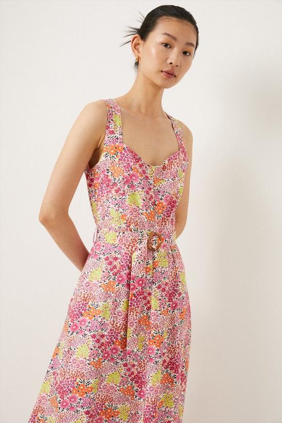 Oasis Ditsy Printed Linen Look  Belted Midi Dress 2
