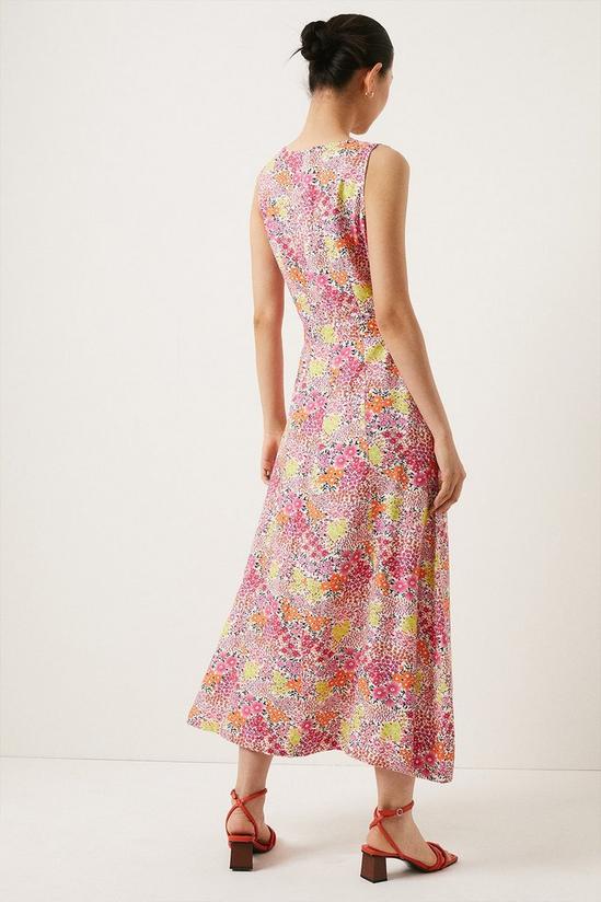 Oasis Ditsy Printed Linen Look  Belted Midi Dress 3