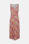 Oasis Ditsy Printed Linen Look  Belted Midi Dress thumbnail 4