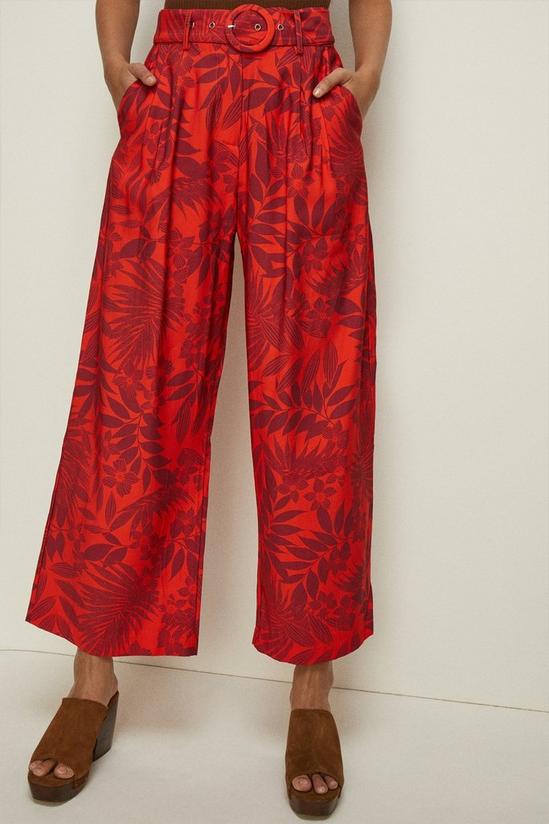 Oasis Floral Printed Linen Look Wide Leg Trouser 2