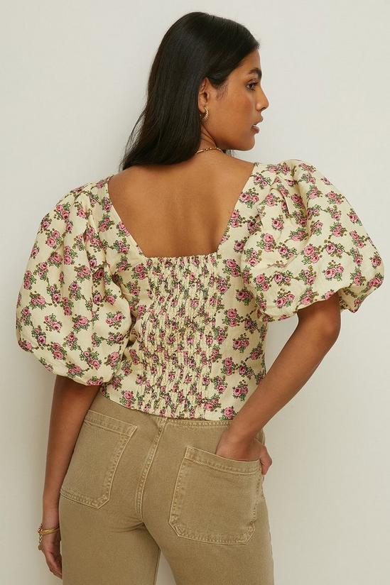 Oasis Linen Mix Ditsy Printed Puff Sleeve Top 3