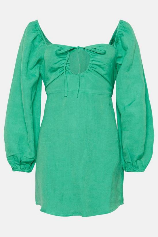 Oasis Petite Linen Mix Tie Front Puff Sleeve Dress 4