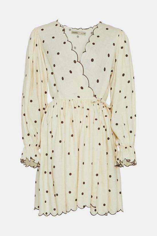 Oasis Rachel Stevens Linen Mix Scallop Printed Spot Dress 4