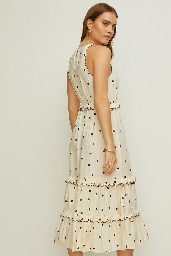 Oasis Rachel Stevens Linen Mix Scallop Spot Printed Midi Dress 4