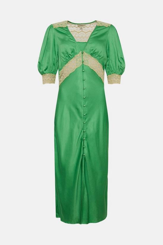 Oasis Lace Trim Satin Midi Tea Dress 4