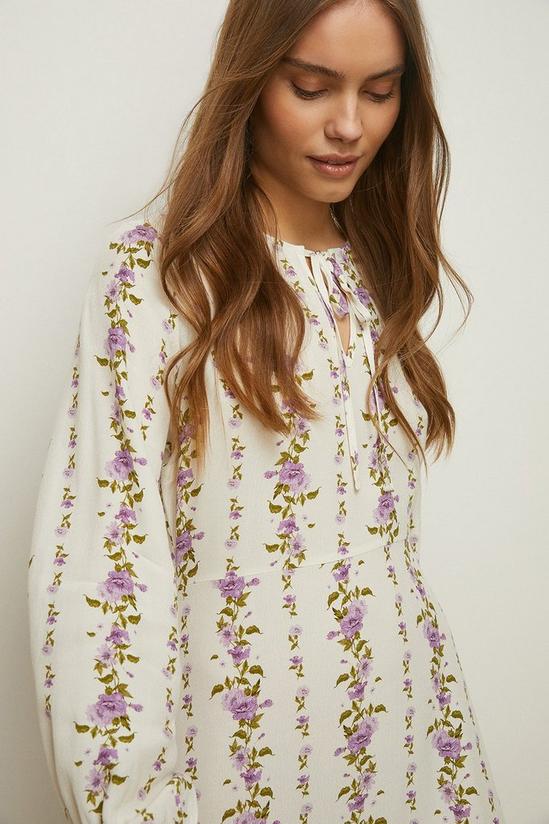 Oasis Petite Stripe Floral Keyhole Midi Dress 1