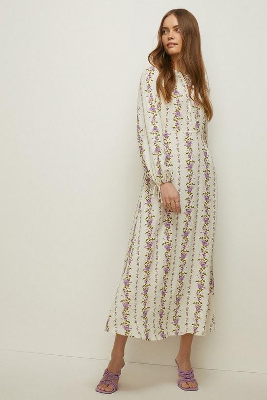 Oasis Petite Stripe Floral Keyhole Midi Dress 2