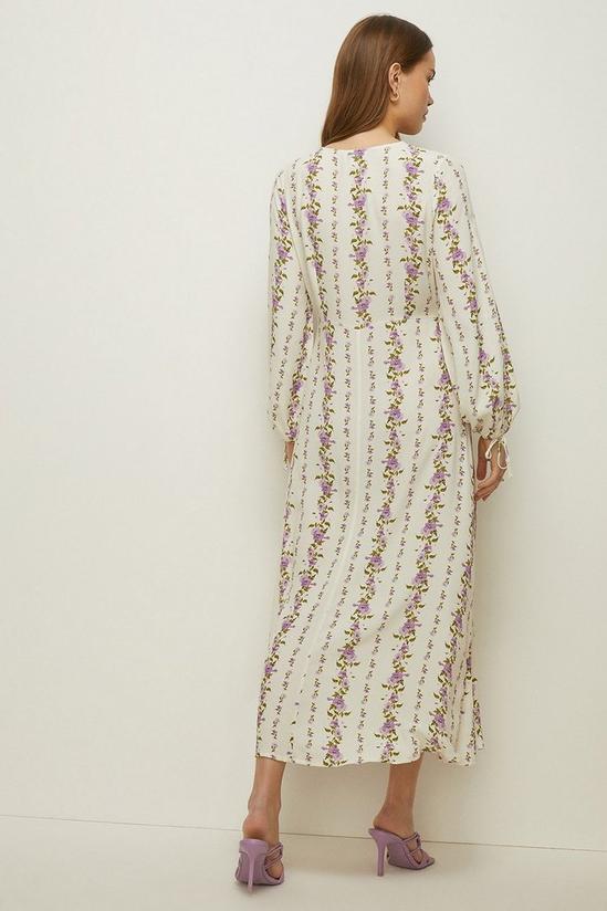 Oasis Petite Stripe Floral Keyhole Midi Dress 3