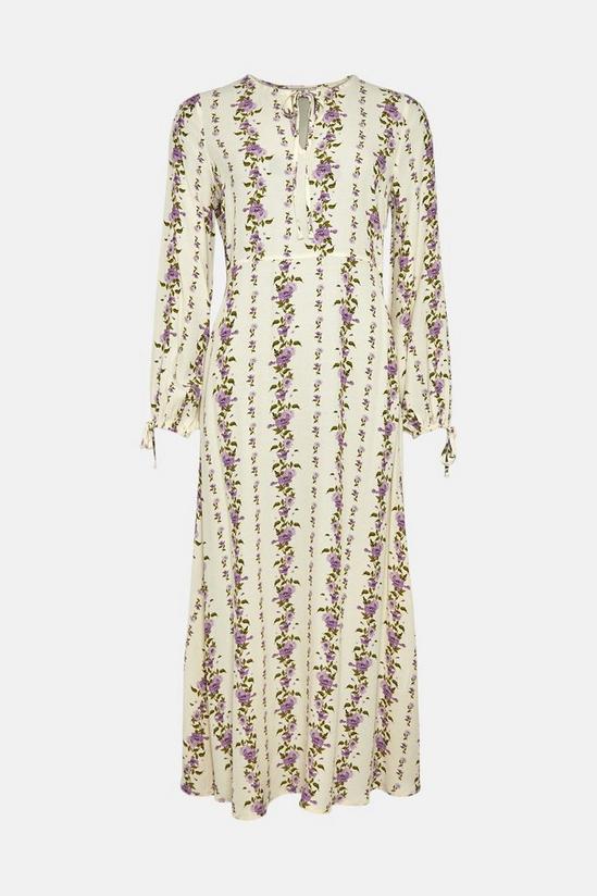 Oasis Petite Stripe Floral Keyhole Midi Dress 4