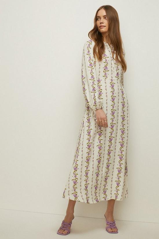 Oasis Stripe Floral Printed Keyhole Midi Dress 2