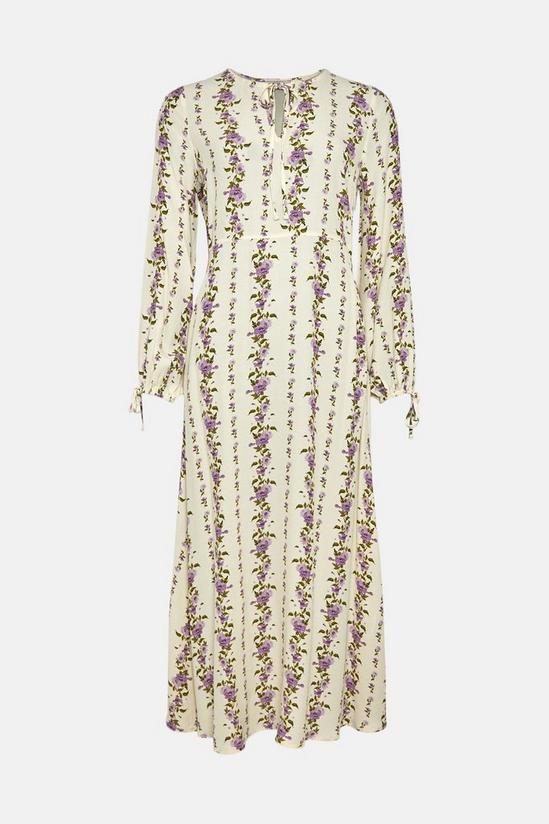 Oasis Stripe Floral Printed Keyhole Midi Dress 4
