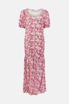 Oasis Slinky Jersey Floral Print Ruched Front Midi Dress thumbnail 4