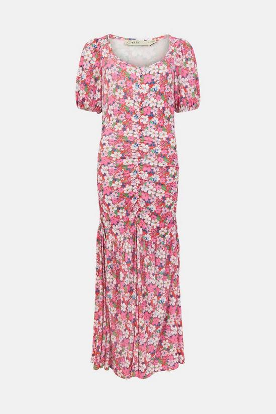Oasis Slinky Jersey Floral Print Ruched Front Midi Dress 4