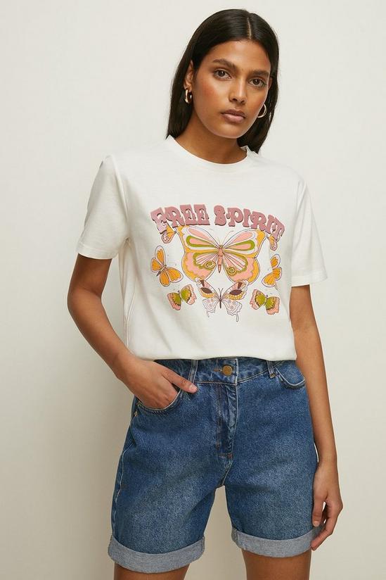 Oasis Free Spirit Flocked Deep Cuff T-shirt 1